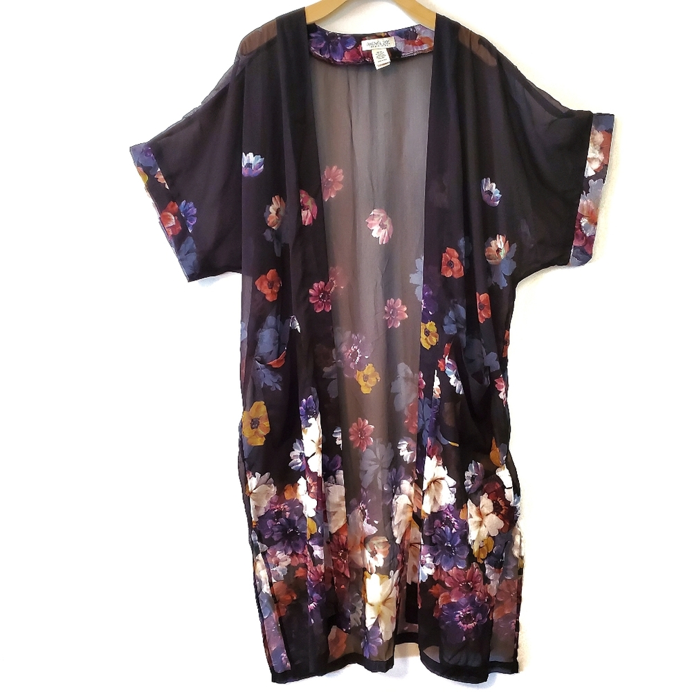 Rachel Zoe Black Floral Kimono